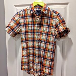 Men's plaid casual shirt sleeve button up